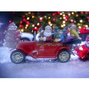Coca Cola Holiday Touring Car With Santa and Elves Christmas Decor 1998